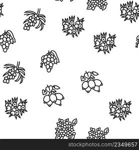 Berry Delicious And Vitamin Food Vector Seamless Pattern Thin Line Illustration. Berry Delicious And Vitamin Food Vector Seamless Pattern