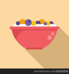 Berry fruit salad icon flat vector. Fresh food. Mix menu. Berry fruit salad icon flat vector. Fresh food