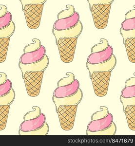 Berry ice cream. Ice cream seamless pattern. Cute summer pattern. Print for cloth design, textile, fabric, wallpaper, wrapping. Print for cloth design, textile, fabric, wallpaper