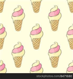 Berry ice cream. Ice cream seamless pattern. Cute summer pattern. Print for cloth design, textile, fabric, wallpaper, wrapping paper. Print for cloth design, textile, fabric, wallpaper