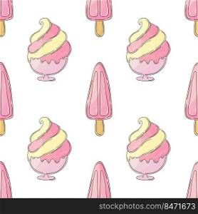 Berry ice cream. Ice cream seamless pattern. Cute summer pattern. Print. Print for cloth design, textile, fabric, wallpaper