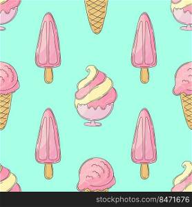 Berry ice cream. Ice cream seamless pattern. Cute summer pattern. Print for cloth design, textile. Print for cloth design, textile, fabric, wallpaper