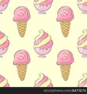 Berry ice cream. Ice cream seamless pattern. Cute summer pattern. Print for design. Print for cloth design, textile, fabric, wallpaper