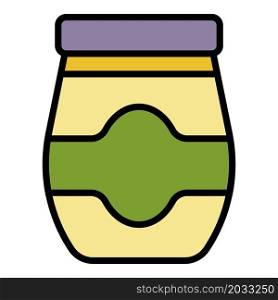 Berry jam jar icon. Outline berry jam jar vector icon color flat isolated. Berry jam jar icon color outline vector