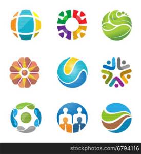 best abstract circle logo set . abstract circle logo design. green logo.social logo icon, abstract tech circle logo