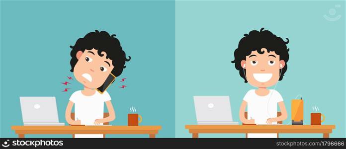Best and worst positions for talking via smart phone illustration,vector