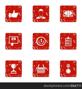 Best banker icons set. Grunge set of 9 best banker vector icons for web isolated on white background. Best banker icons set, grunge style