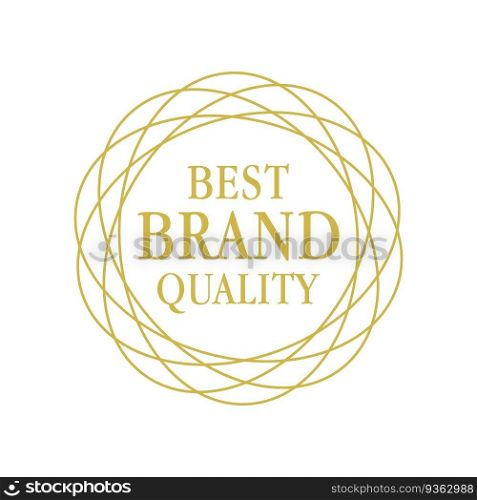 Best brand quality award st&vector design. Golden frame for prize design. Isolated outline illustration. Guarantee badge. Approved seal with text. Decorative sticker on white background. Best brand quality award st&vector design