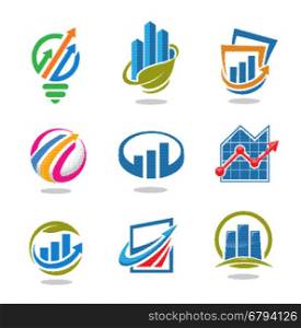 best business success marketing idea and finance logo vector set