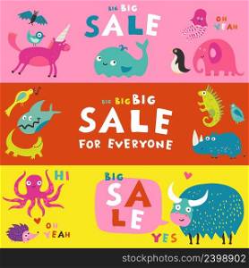 Best children alphabets abc books learning aids 3 colorful horizontal sale advertising banners set isolated vector illustration . Children Alphabet Banners 