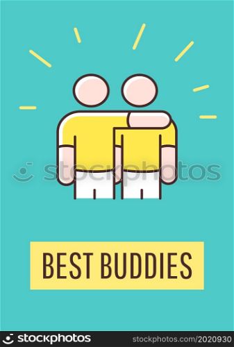 Best comrades greeting card with color icon element. Deep friendship. Express support. Postcard vector design. Decorative flyer with creative illustration. Notecard with congratulatory message. Best comrades greeting card with color icon element