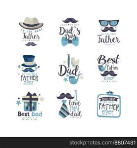 Best dad logo design set happy fathers day vector image