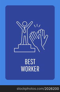 Best employee postcard with linear glyph icon. Motivational reward. Greeting card with decorative vector design. Simple style poster with creative lineart illustration. Flyer with holiday wish. Best employee postcard with linear glyph icon