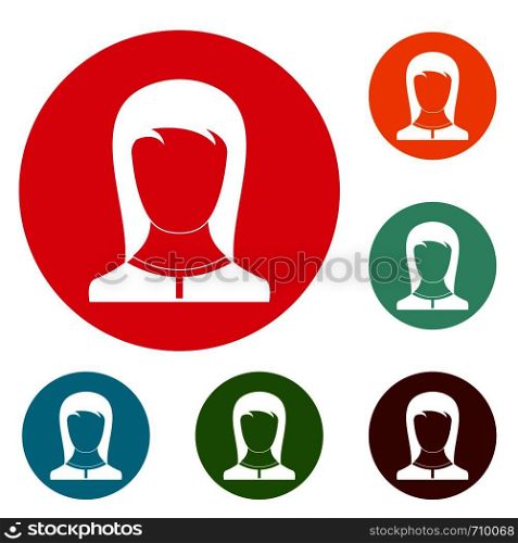Best female avatar icons circle set vector isolated on white background. Best female avatar icons circle set vector