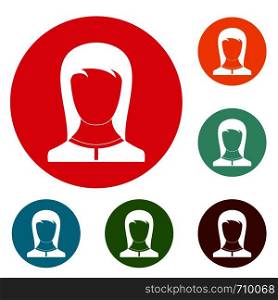 Best female avatar icons circle set vector isolated on white background. Best female avatar icons circle set vector