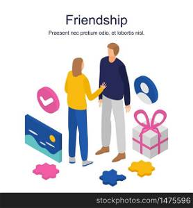 Best friendship concept banner. Isometric illustration of best friendship vector concept banner for web design. Best friendship concept banner, isometric style