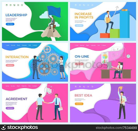 Best idea of businessman holding golden trophy vector. Interaction with employees, leadership and process in making profits. Agreement deals partner. Best Idea of Businessman Holding Golden Trophy
