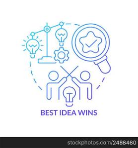 Best idea wins blue gradient concept icon. Cultural aspect in innovation abstract idea thin line illustration. Making better decisions. Isolated outline drawing. Myriad Pro-Bold font used. Best idea wins blue gradient concept icon