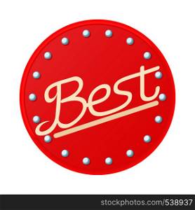 Best in red circle badge icon in cartoon style on a white background. Best in red circle badge icon, cartoon style
