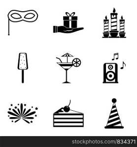 Best party icons set. Simple set of 9 best party vector icons for web isolated on white background. Best party icons set, simple style