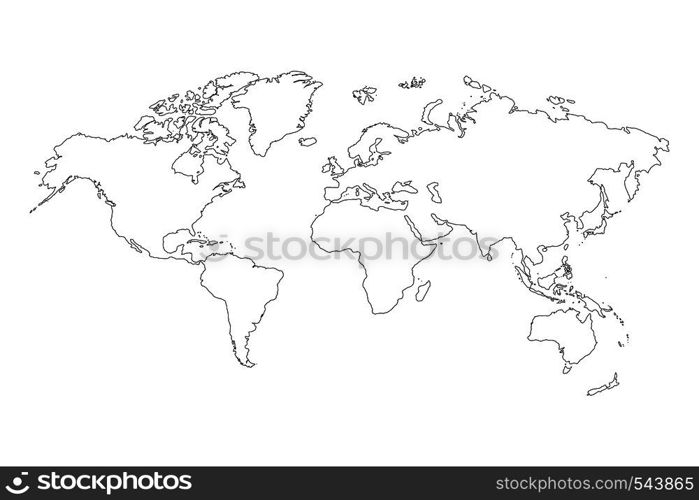 best popular world map outline graphic sketch style, background vector of Asia Europe north south america and africa