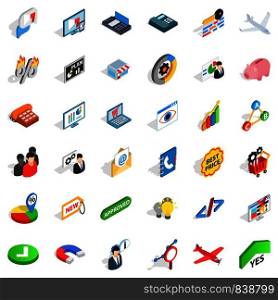 Best price icons set. Isometric style of 36 best price vector icons for web isolated on white background. Best price icons set, isometric style