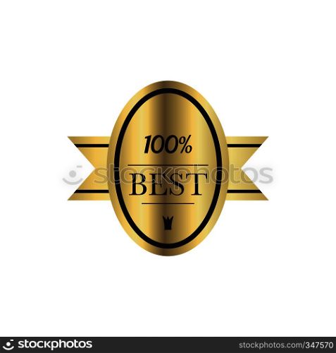 Best quality 100 percent guaranteed golden label in simple style on a white background. Best quality 100 percent guaranteed golden label