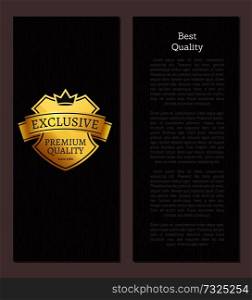 Best quality exclusive premium since 1980 golden label vector illustration crowned emblem isolated on wooden background poster, excellent choice brand. Best Quality Exclusive Premium Since Golden Label