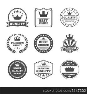 Best quality high premium value superior brands individual labels with royal crown emblems collection isolated vector illustration
