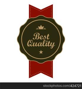 Best quality vintage banner. Round symbol with orange ribbon on a white. Best quality vintage banner