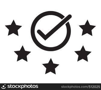 best rating icon on white background. flat style. five start rating icon for your web site design, logo, app, UI. quality guaranteed symbol. tested badge sign.