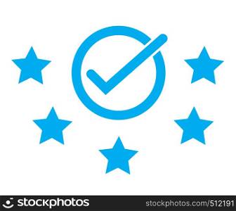 best rating icon on white background. flat style. five start rating icon for your web site design, logo, app, UI. quality guaranteed symbol. tested badge sign.