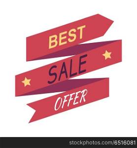 Best Sale Offer. Discount Banner Isolated. Vector. Best sale offer. Sale banner isolated. Fall summer spring winter sale, price reduction, big sale, best price, xmas sale. Abstract poster with stars. Advertising coupon. Universal discount. Vector