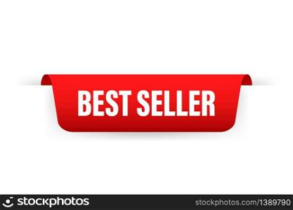 Best seller Red Label. Red Web Ribbon. Vector stock illustration. Best seller Red Label. Red Web Ribbon. Vector stock illustration.