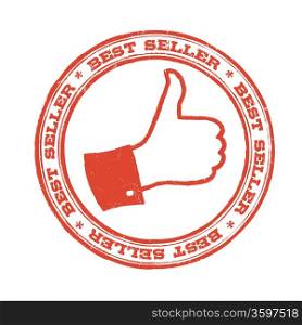 Best seller stamp with thumb up symbol. Vector