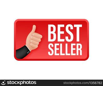 Best seller, thumbs up. Sale tag. Sale banner badge. Vector stock illustration.. Best seller, thumbs up. Sale tag. Sale banner badge. Vector stock illustration