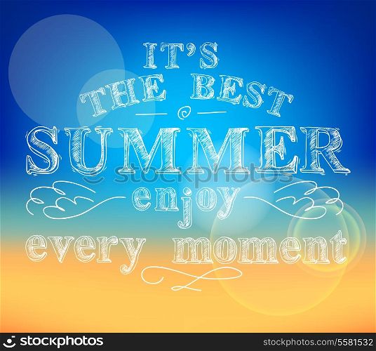 Best summer enjoy every moment poster with abstract sea background vector illustration