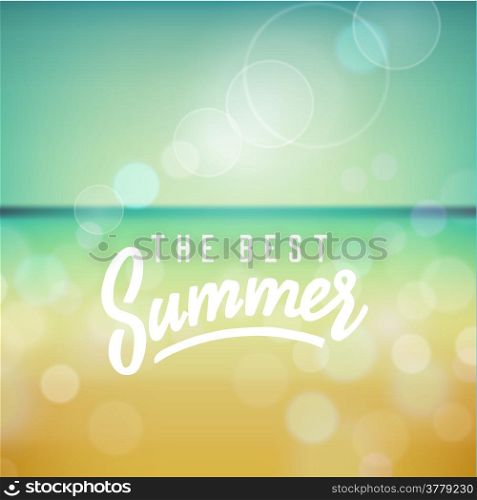 Best summer. Poster on tropical beach background. Vector eps10.