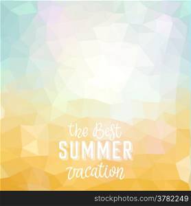 Best summer vacation. Poster on tropical beach background. Vector eps10.