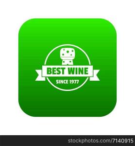 Best wine icon green vector isolated on white background. Best wine icon green vector