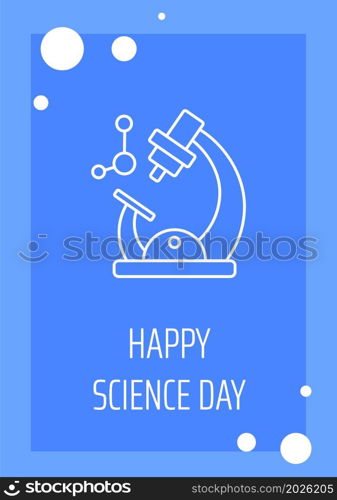 Best wishes on science day postcard with linear glyph icon. Greeting card with decorative vector design. Simple style poster with creative lineart illustration. Flyer with holiday wish. Best wishes on science day postcard with linear glyph icon