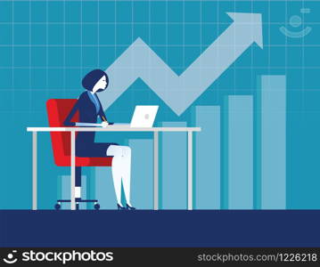 Best worker businesswoman. Concept business vector illustration. Flat design style.. Best worker businesswoman. Concept business vector illustration. Flat design style.