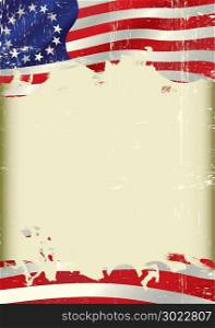 Betsy Ross Flag. An old Union flag with a grunge texture and a large frame for your message