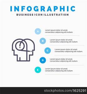 Better, Communication, Hearing, Human Line icon with 5 steps presentation infographics Background