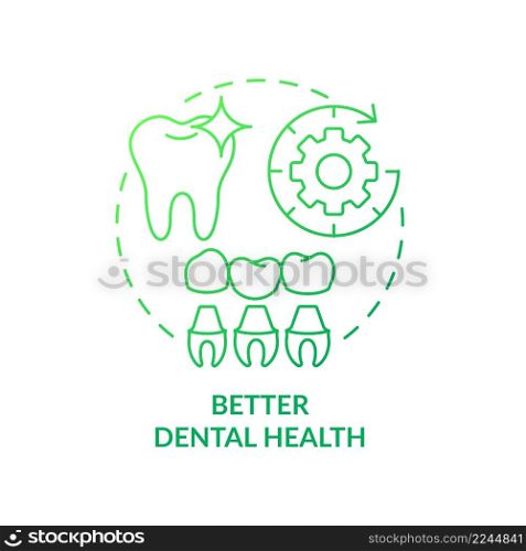 Better dental health green gradient concept icon. Cosmetic dentistry abstract idea thin line illustration. Regular teeth examination and cleaning. Isolated outline drawing. Myriad Pro-Bold font used. Better dental health green gradient concept icon