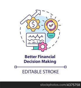 Better financial decision making concept icon. Digital twin solution abstract idea thin line illustration. Isolated outline drawing. Editable stroke. Roboto-Medium, Myriad Pro-Bold fonts used. Better financial decision making concept icon