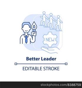 Better leader light blue concept icon. Leader qualities. Benefit of adaptability abstract idea thin line illustration. Isolated outline drawing. Editable stroke. Arial, Myriad Pro-Bold fonts used. Better leader light blue concept icon