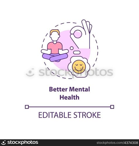 Better mental health concept icon. Wake up early to keep mind clear abstract idea thin line illustration. Isolated outline drawing. Editable stroke. Roboto-Medium, Myriad Pro-Bold fonts used. Better mental health concept icon