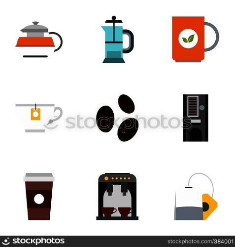 Beverage icons set. Flat illustration of 9 beverage vector icons for web. Beverage icons set, flat style