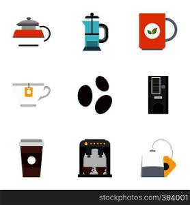 Beverage icons set. Flat illustration of 9 beverage vector icons for web. Beverage icons set, flat style